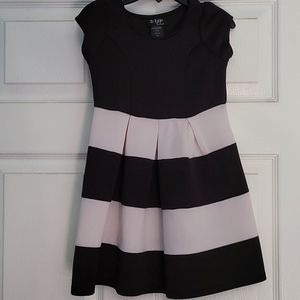 Girls short sleeve formal striped dress